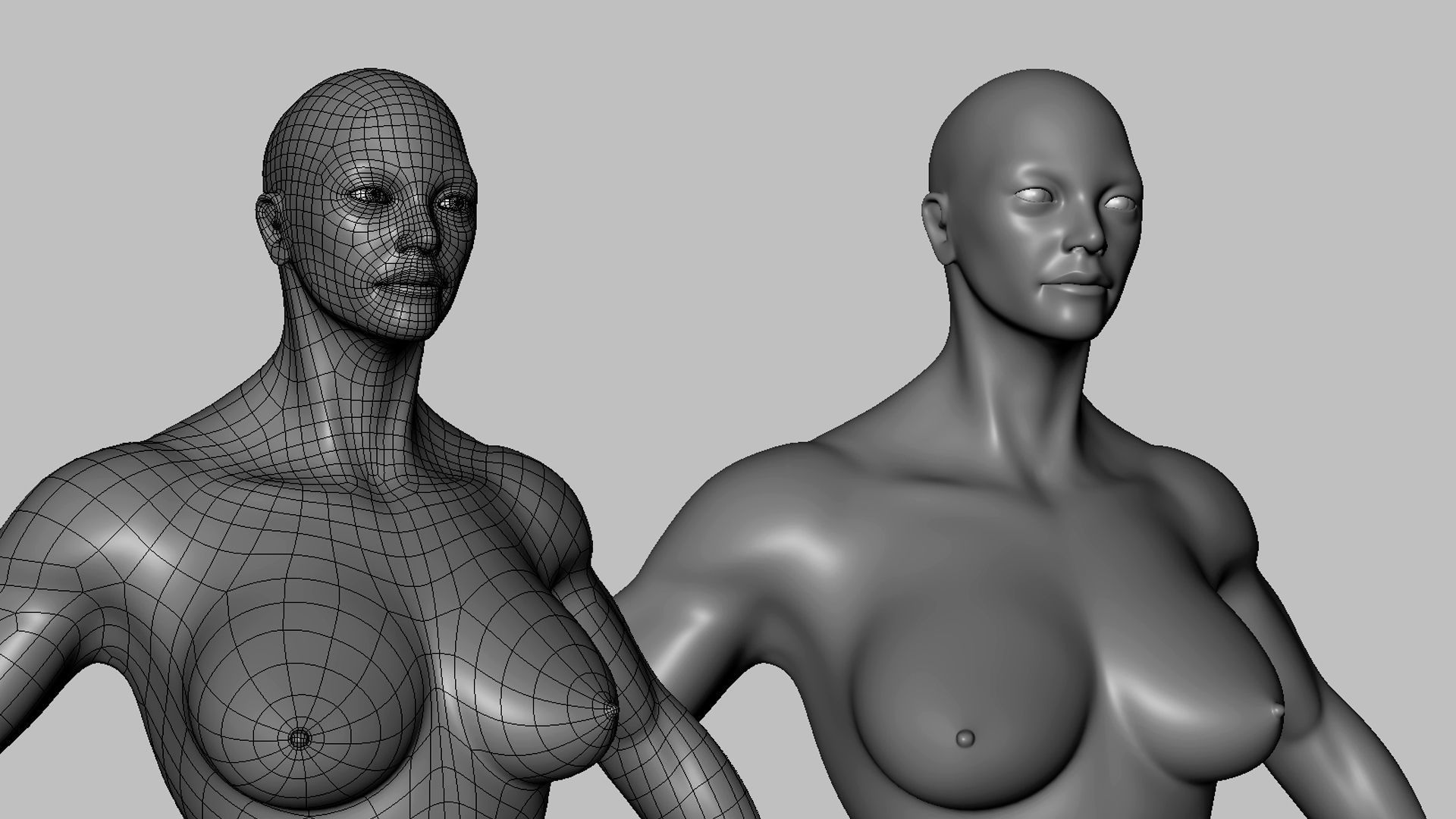 Muscular Male n Female Basemesh 3D Model Collection_8