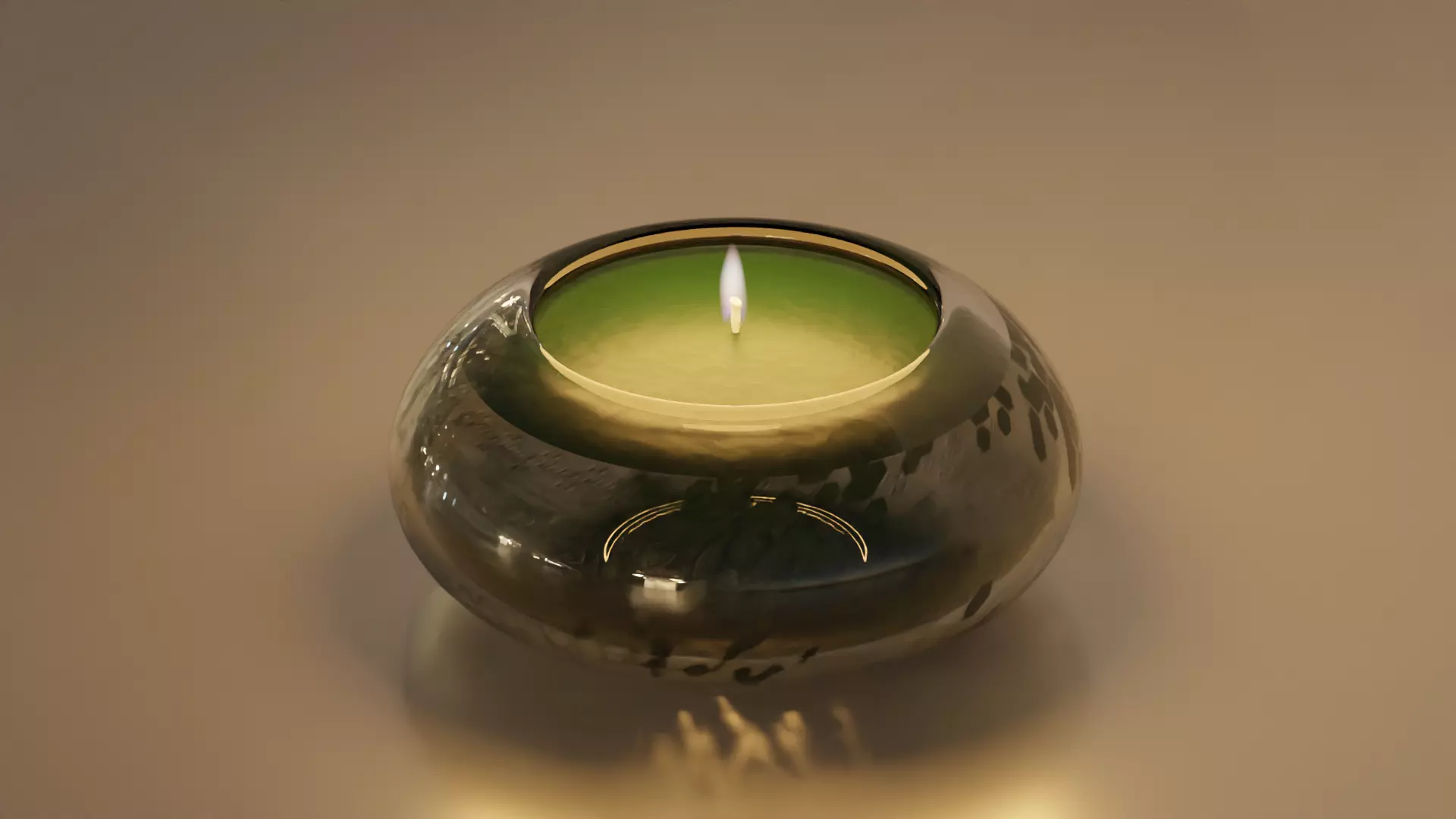 Green Candle with Animated Flame 3D model