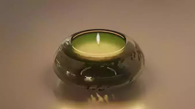 Green Candle with Animated Flame 3D model