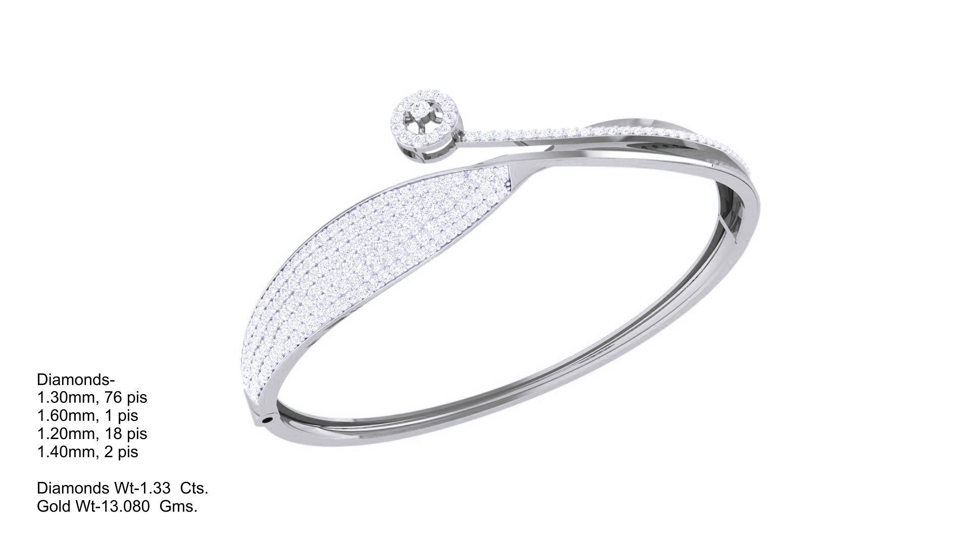 Twisted High Jewelry Italian Diamond Bracelets 3dm stl obj gltf 3D print model_3