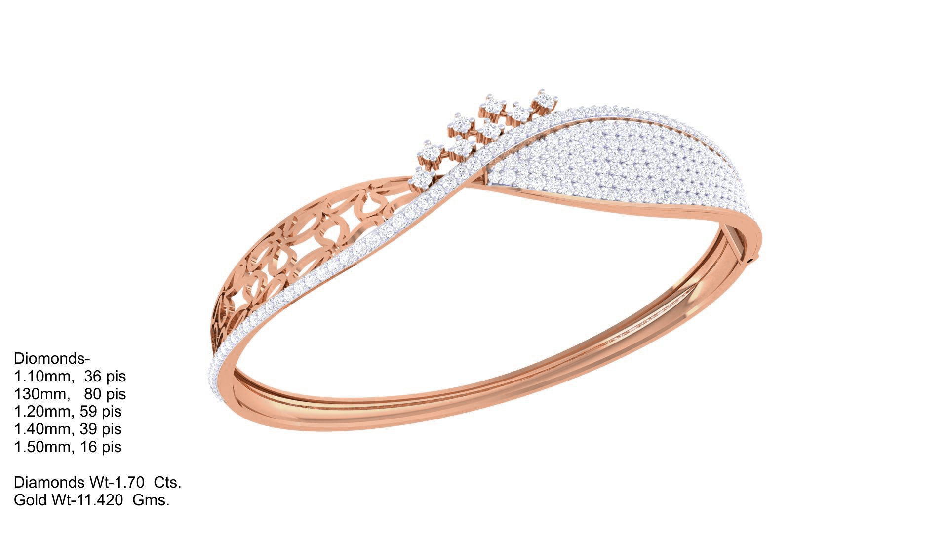 Flowers High Jewelry Italian Diamond Bracelets 3dm stl obj gltf 3D print model_3