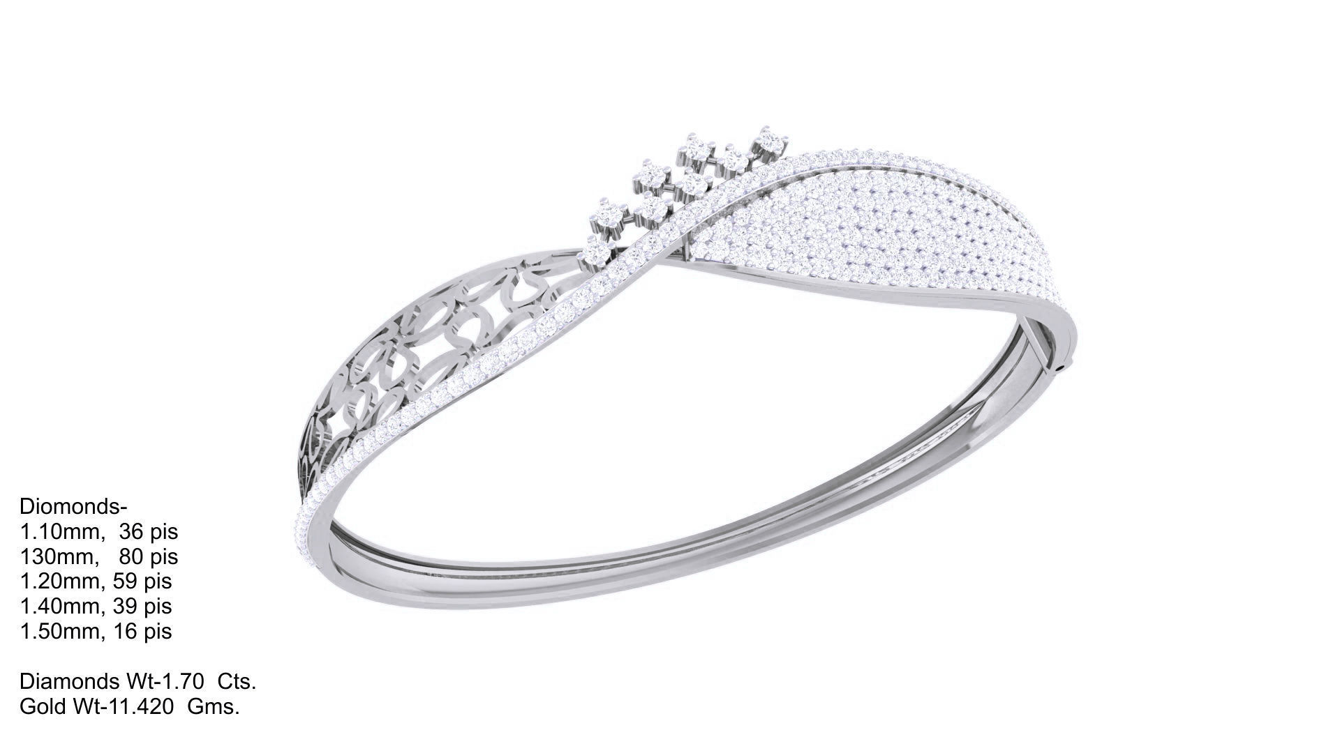 Flowers High Jewelry Italian Diamond Bracelets 3dm stl obj gltf 3D print model_1