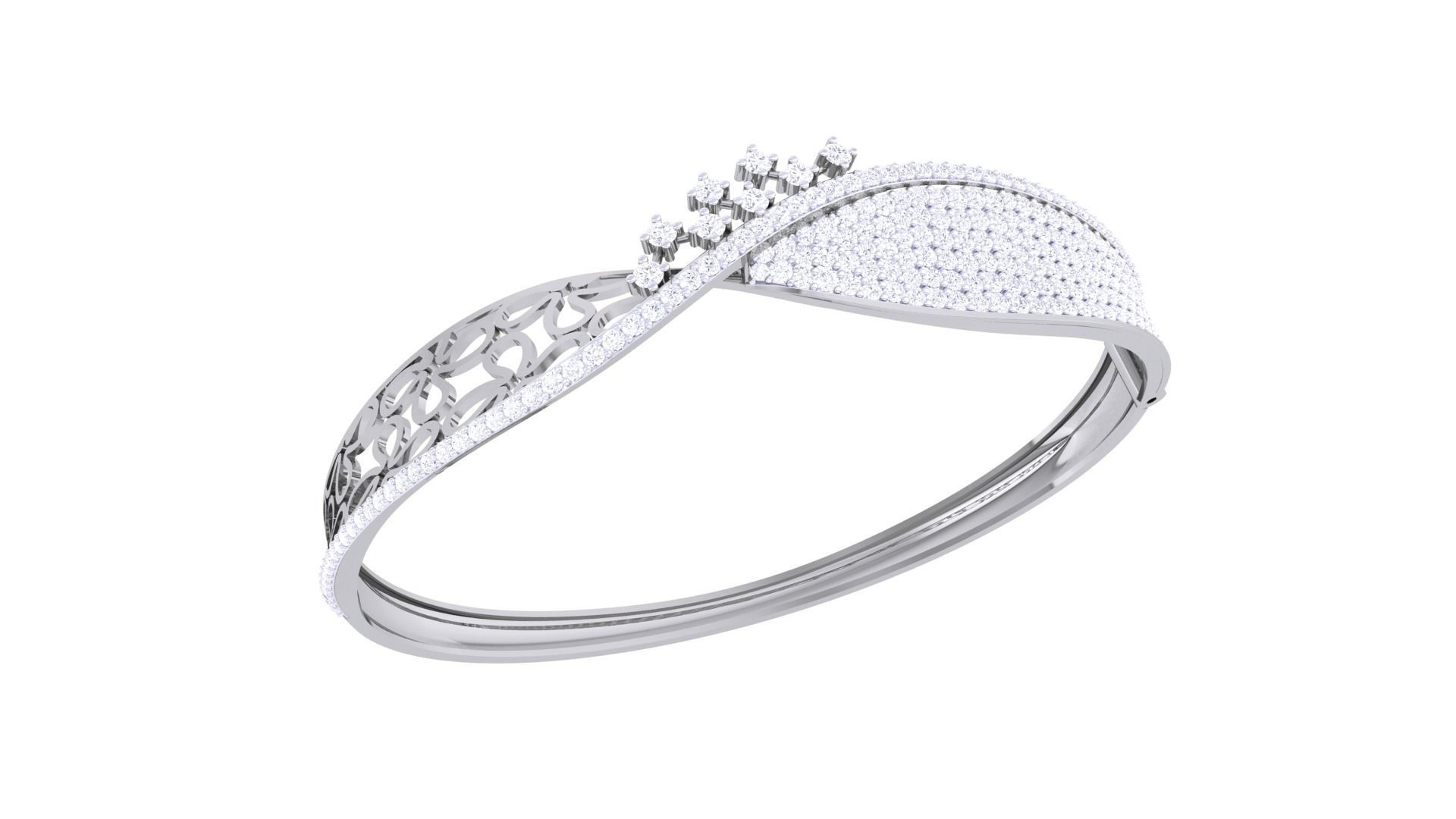 Flowers High Jewelry Italian Diamond Bracelets 3dm stl obj gltf 3D print model_5