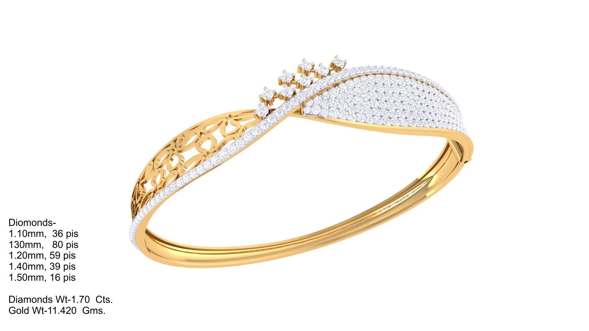 Flowers High Jewelry Italian Diamond Bracelets 3dm stl obj gltf 3D print model_2