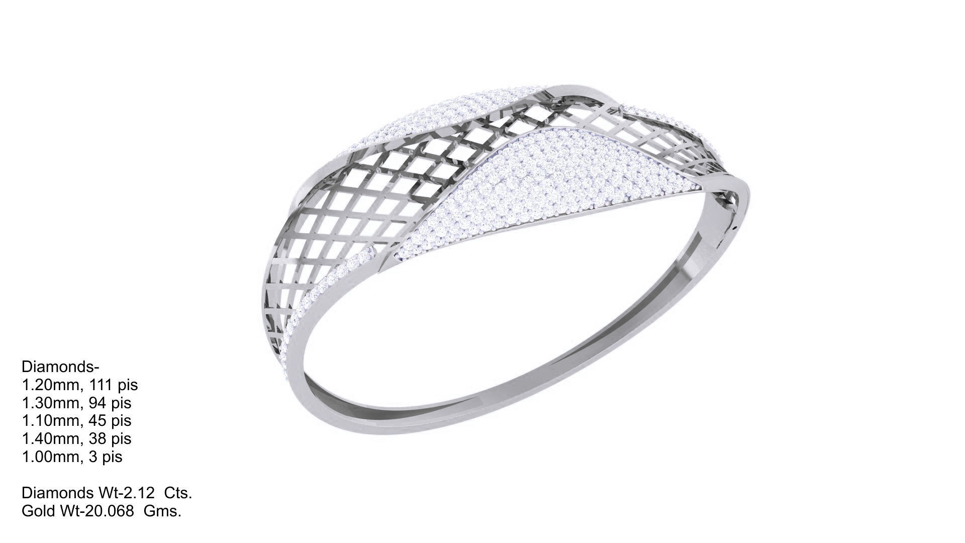Ultra Vision Wire Mesh High Jewelry Italian Diamond Bracelets  3D print model_2