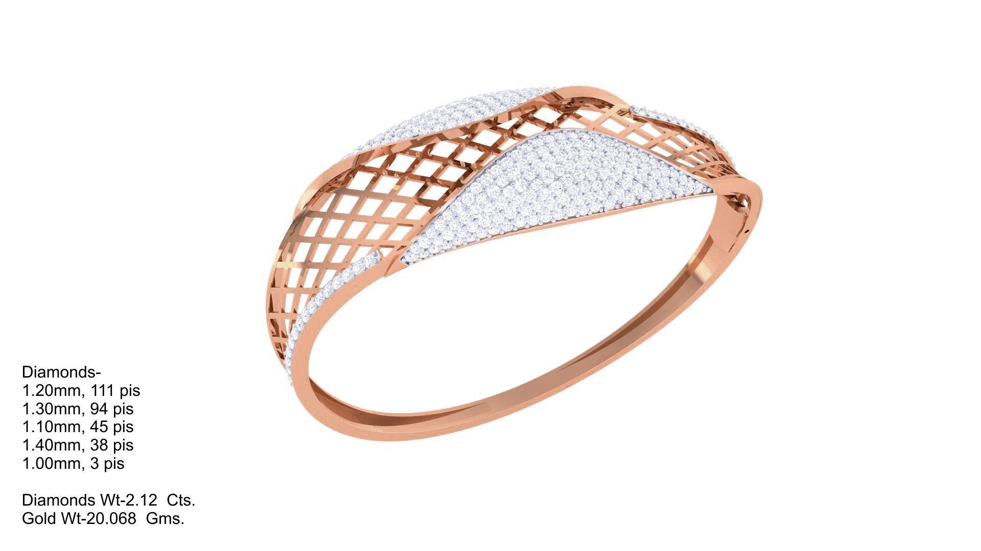 Ultra Vision Wire Mesh High Jewelry Italian Diamond Bracelets  3D print model_4