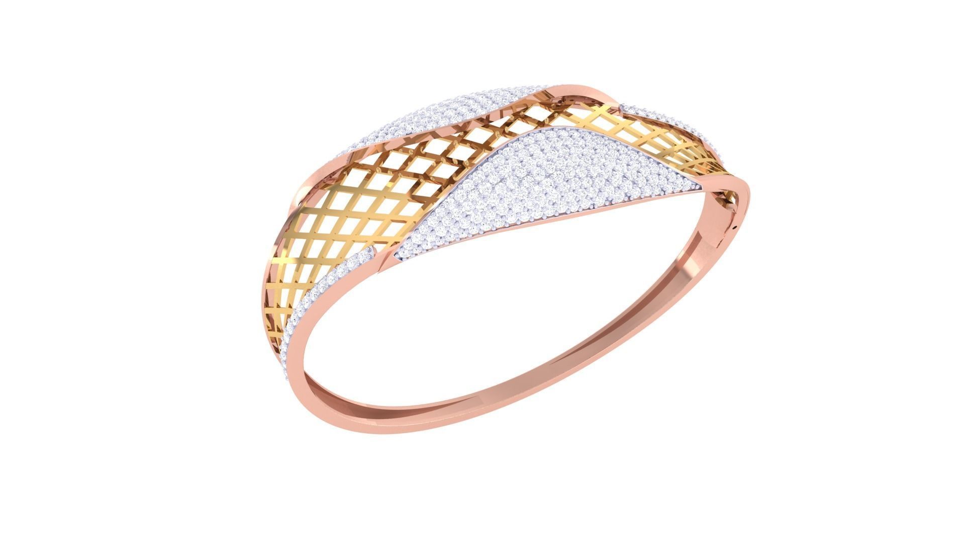 Ultra Vision Wire Mesh High Jewelry Italian Diamond Bracelets  3D print model_1