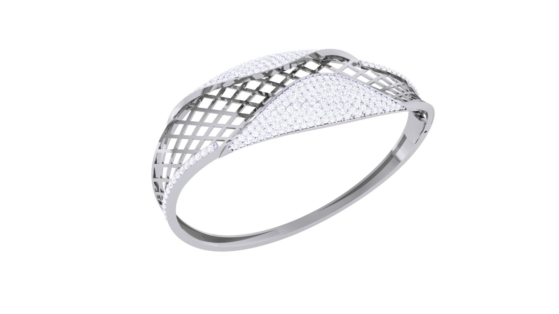 Ultra Vision Wire Mesh High Jewelry Italian Diamond Bracelets  3D print model_5