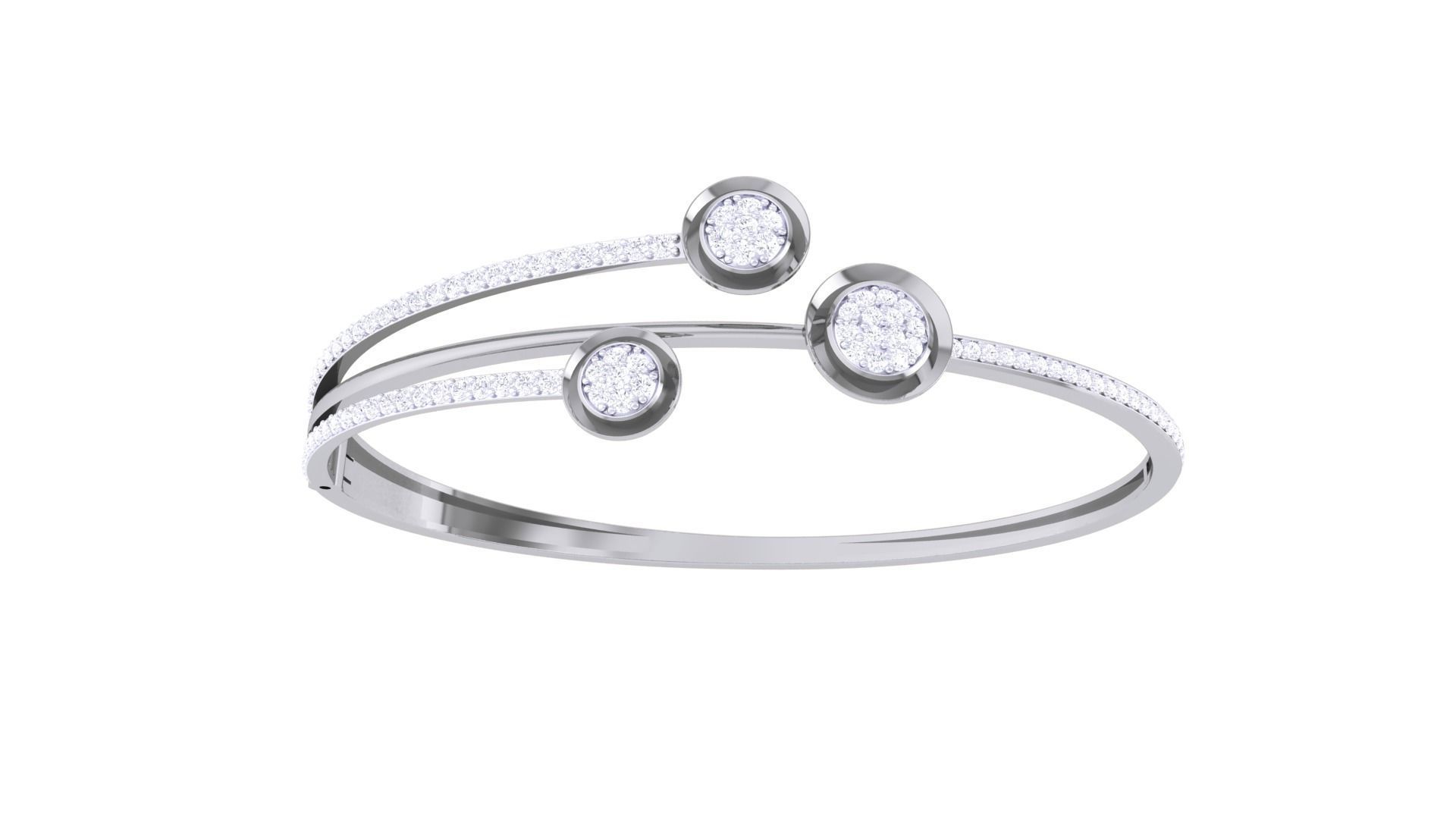 Tri flowers High Jewelry Italian Diamond Bracelets 3dm stl obj 3D print model_7