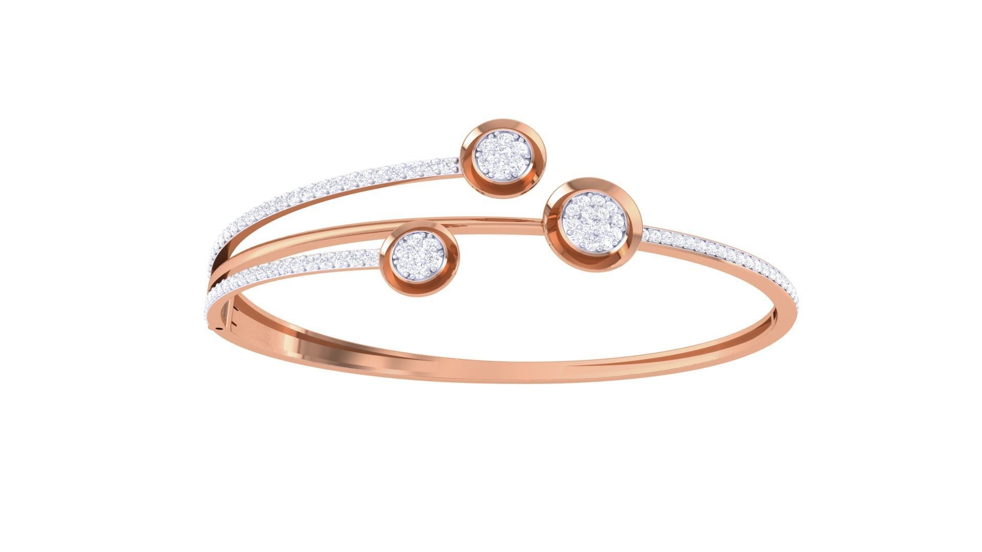 Tri flowers High Jewelry Italian Diamond Bracelets 3dm stl obj 3D print model_9