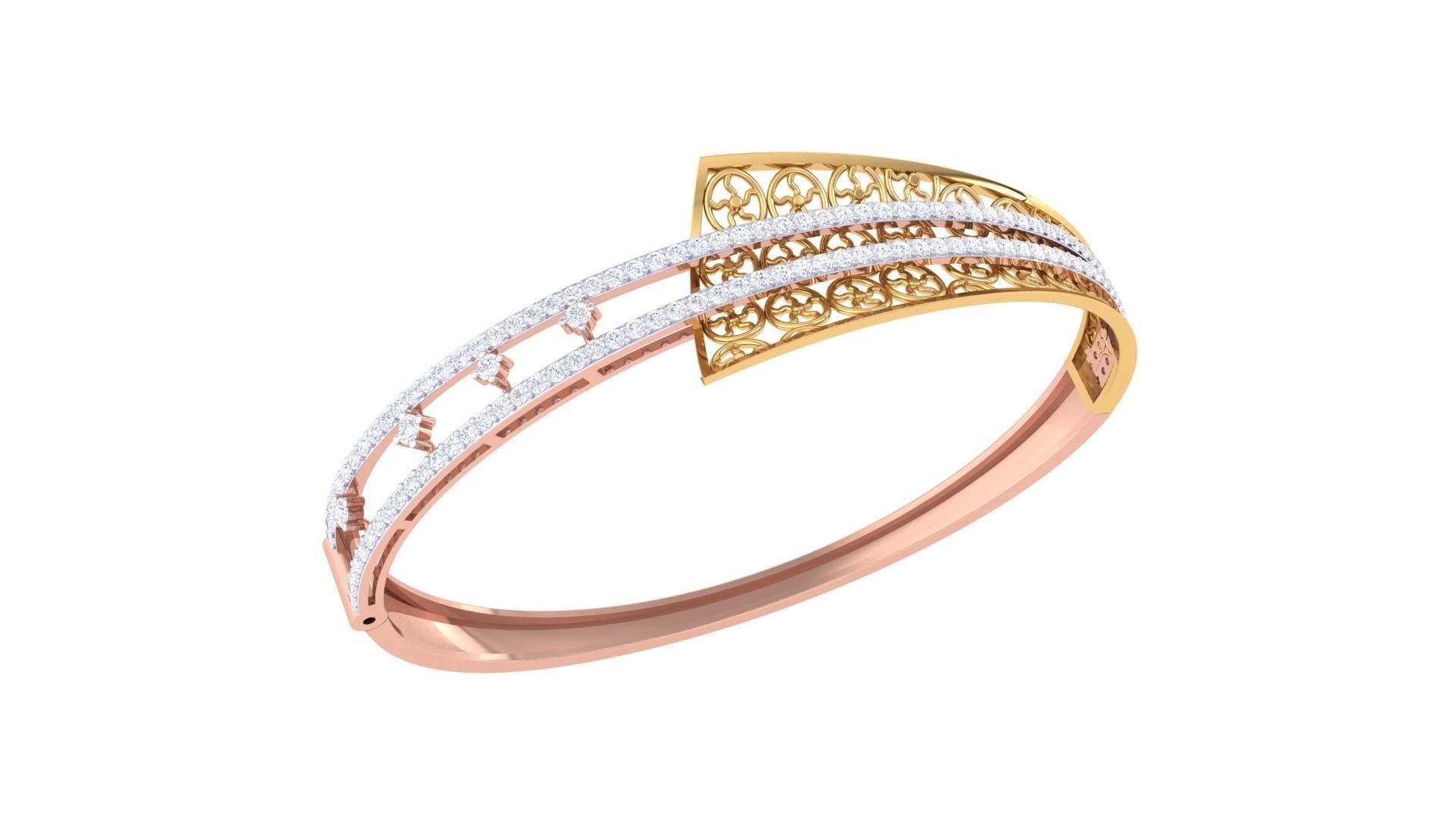 Wire Mesh Flower High Jewelry Italian Diamond Bracelets 3dm stl  3D print model_1