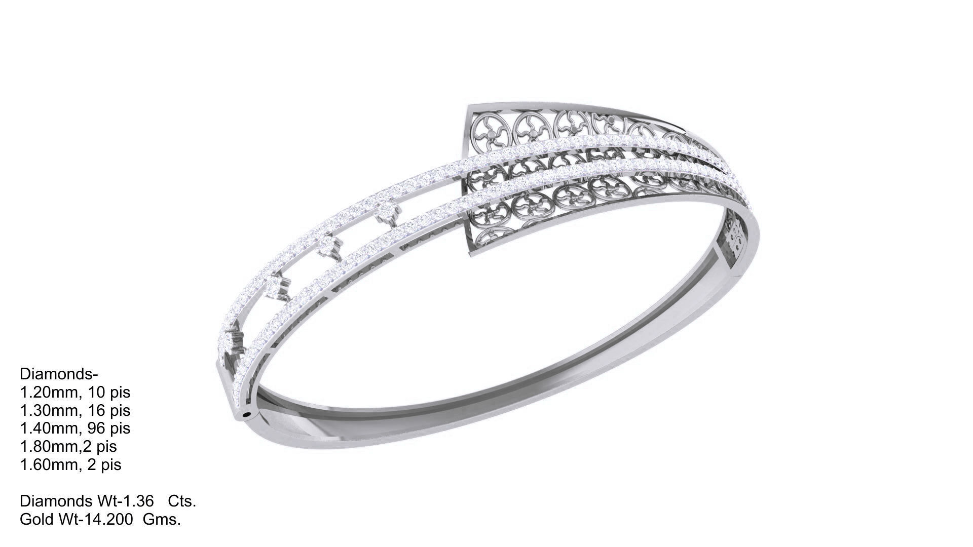 Wire Mesh Flower High Jewelry Italian Diamond Bracelets 3dm stl  3D print model_3