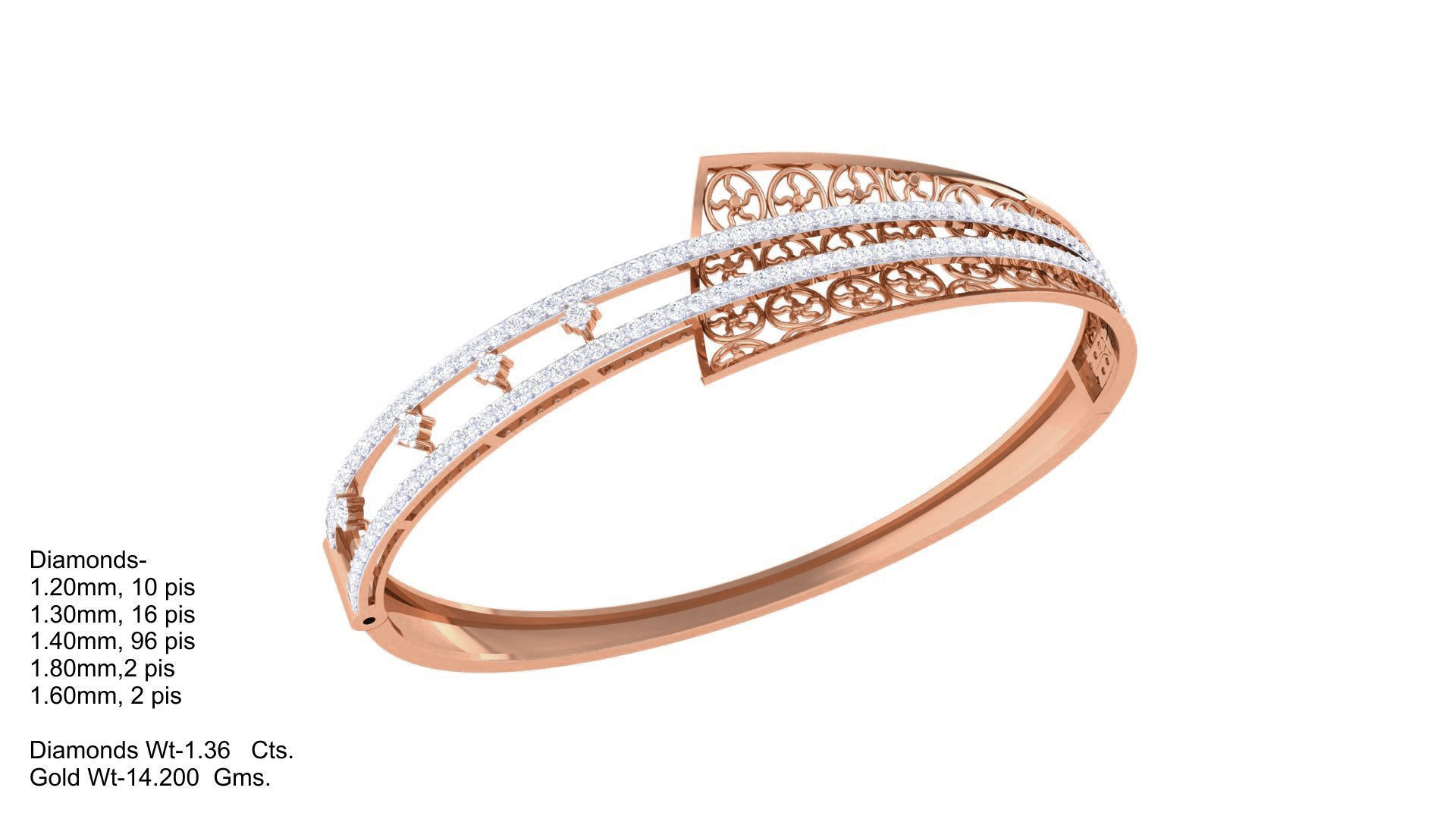 Wire Mesh Flower High Jewelry Italian Diamond Bracelets 3dm stl  3D print model_4