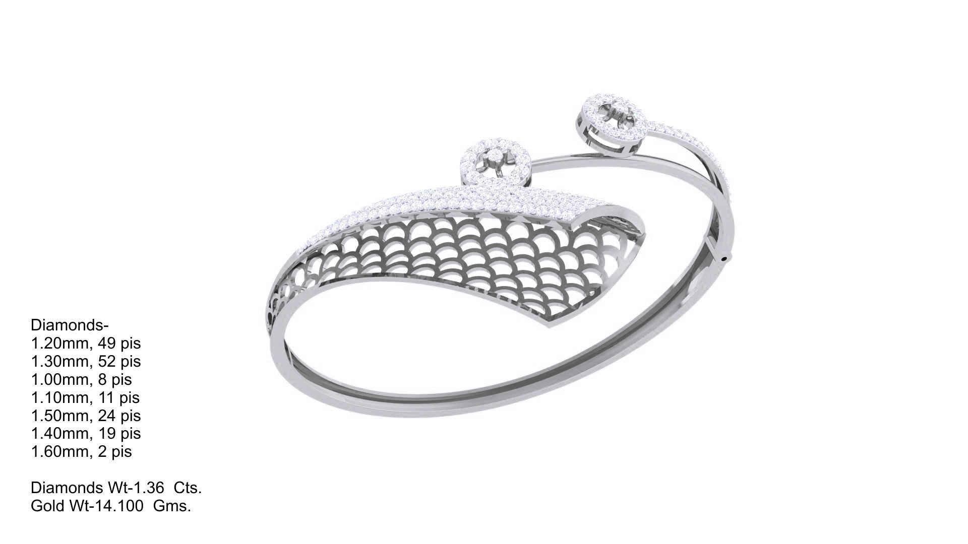 Bi Flower Ultra Vision  Wire Mesh High Jewelry  Diamond Bracelet 3D print model_4