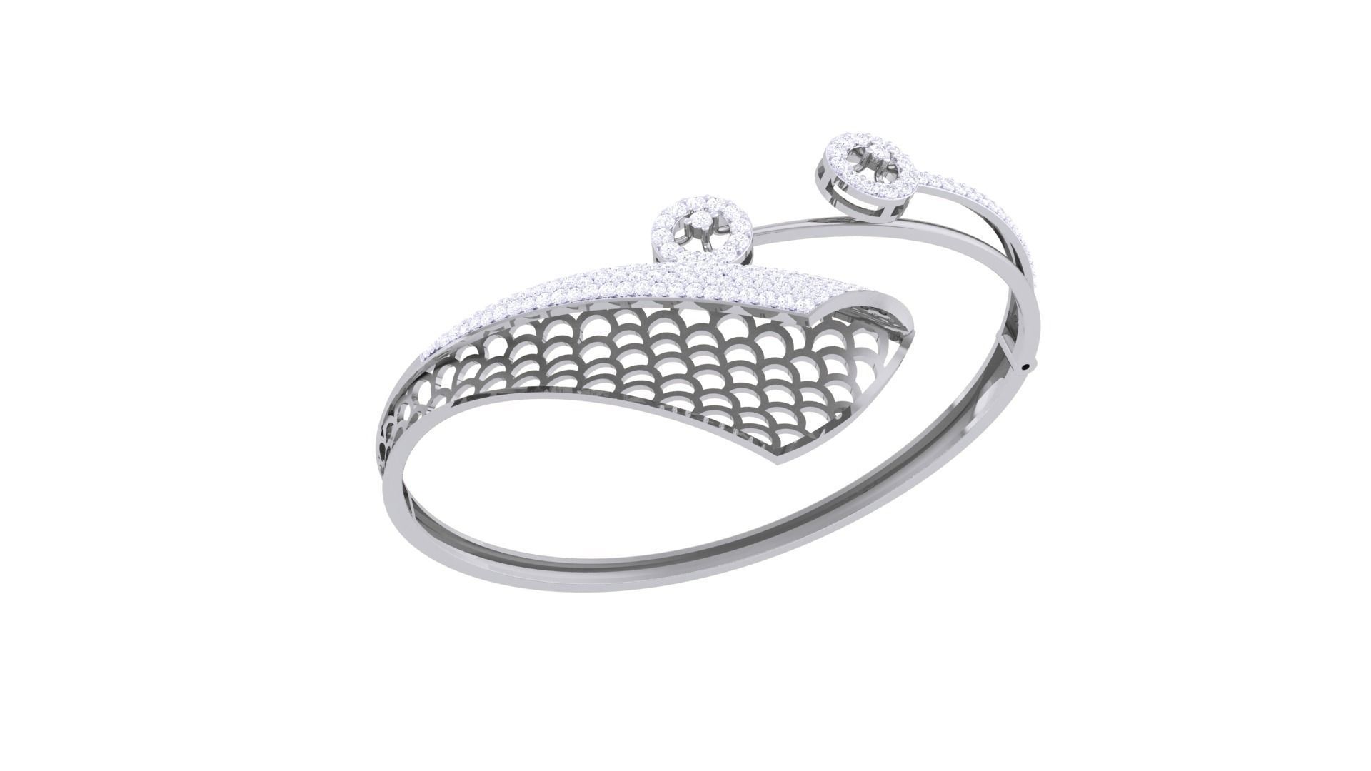 Bi Flower Ultra Vision  Wire Mesh High Jewelry  Diamond Bracelet 3D print model_6