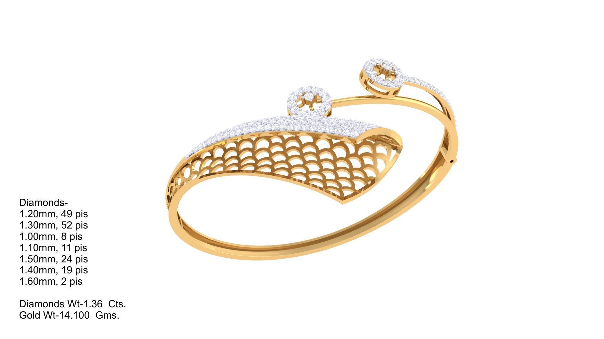 Bi Flower Ultra Vision  Wire Mesh High Jewelry  Diamond Bracelet 3D print model_2