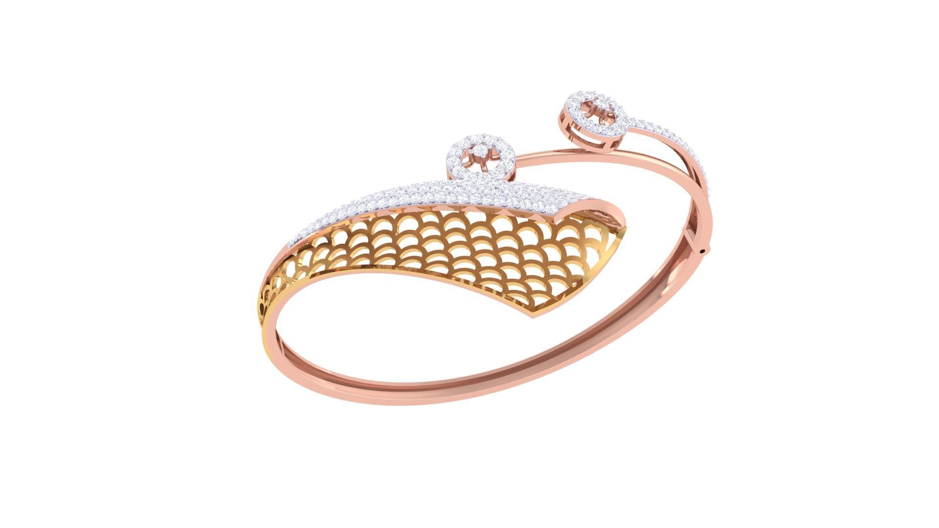 Bi Flower Ultra Vision  Wire Mesh High Jewelry  Diamond Bracelet 3D print model_1