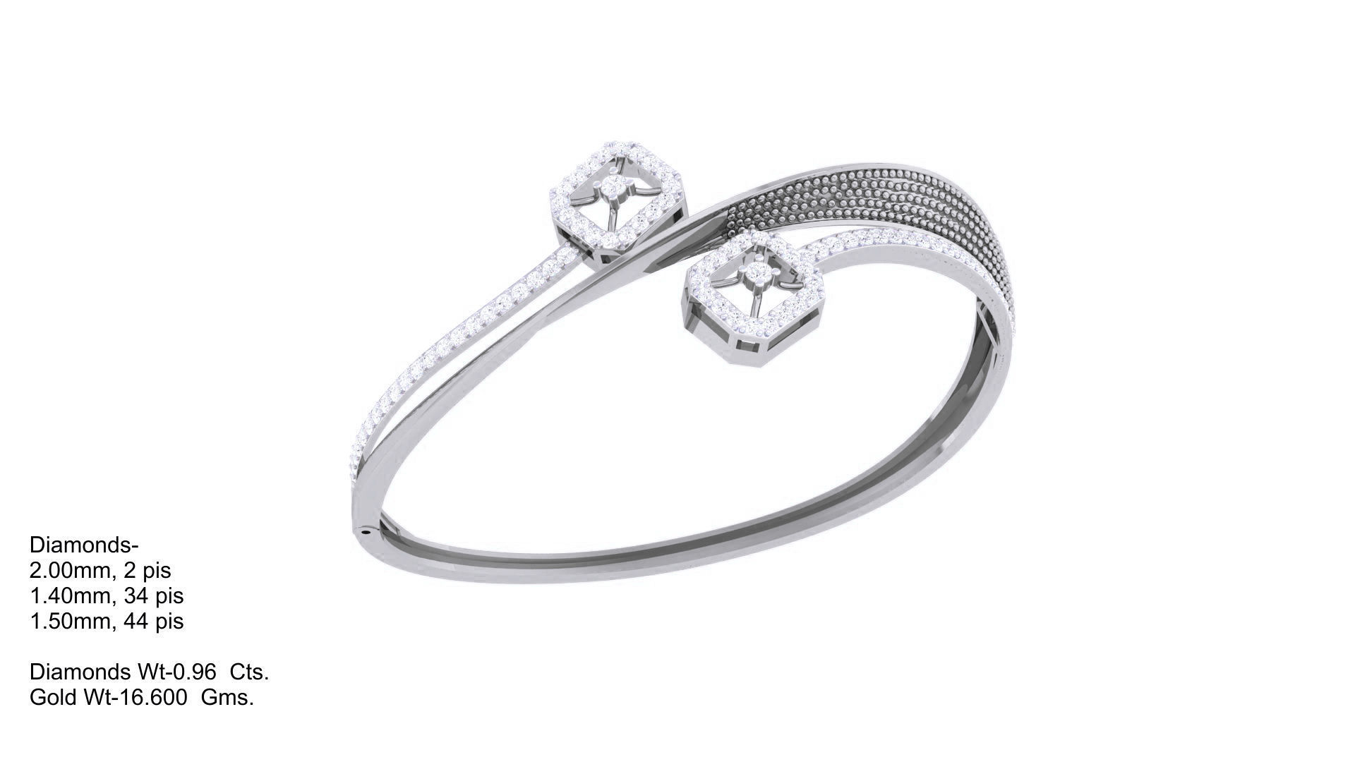 Bi Flower Twisted High Jewelry Italian Diamond Bracelets 3dm stl 3D print model_4