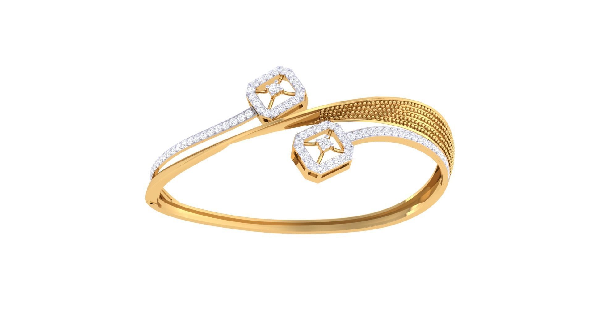 Bi Flower Twisted High Jewelry Italian Diamond Bracelets 3dm stl 3D print model_7