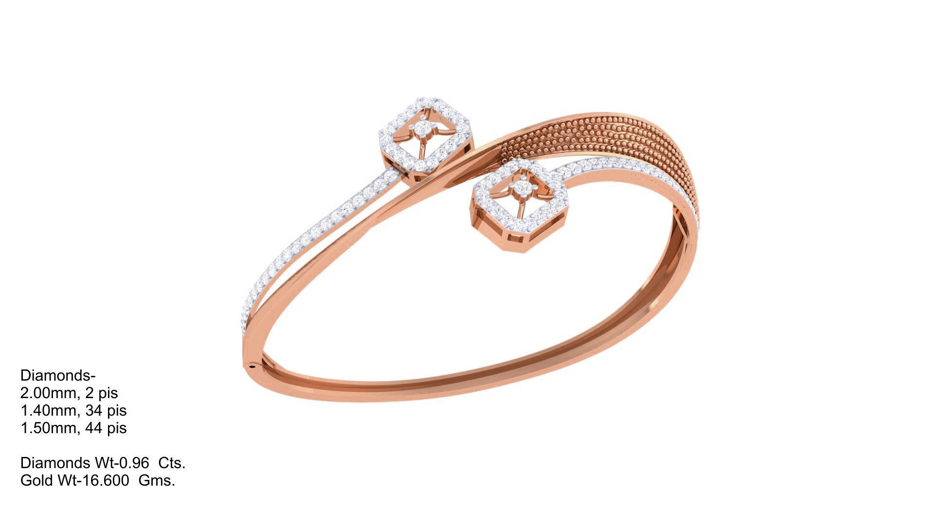 Bi Flower Twisted High Jewelry Italian Diamond Bracelets 3dm stl 3D print model_3