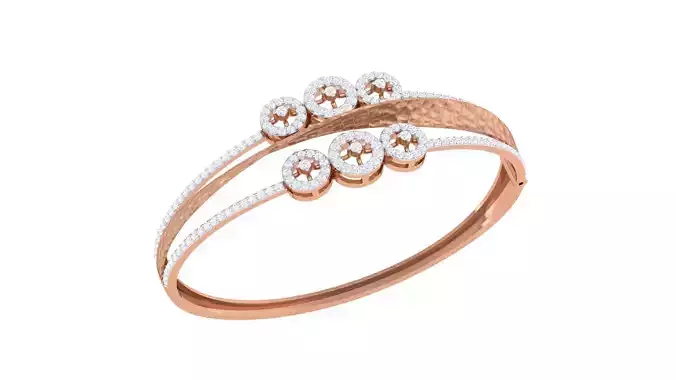 Six Flower High Jewelry Italian Diamond Bracelets 3dm stl obj 