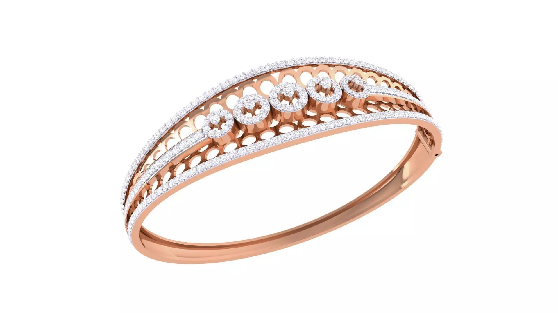 Five Flowers Wire Mesh High Jewelry Italian Diamond Bracelets 3D print model_0