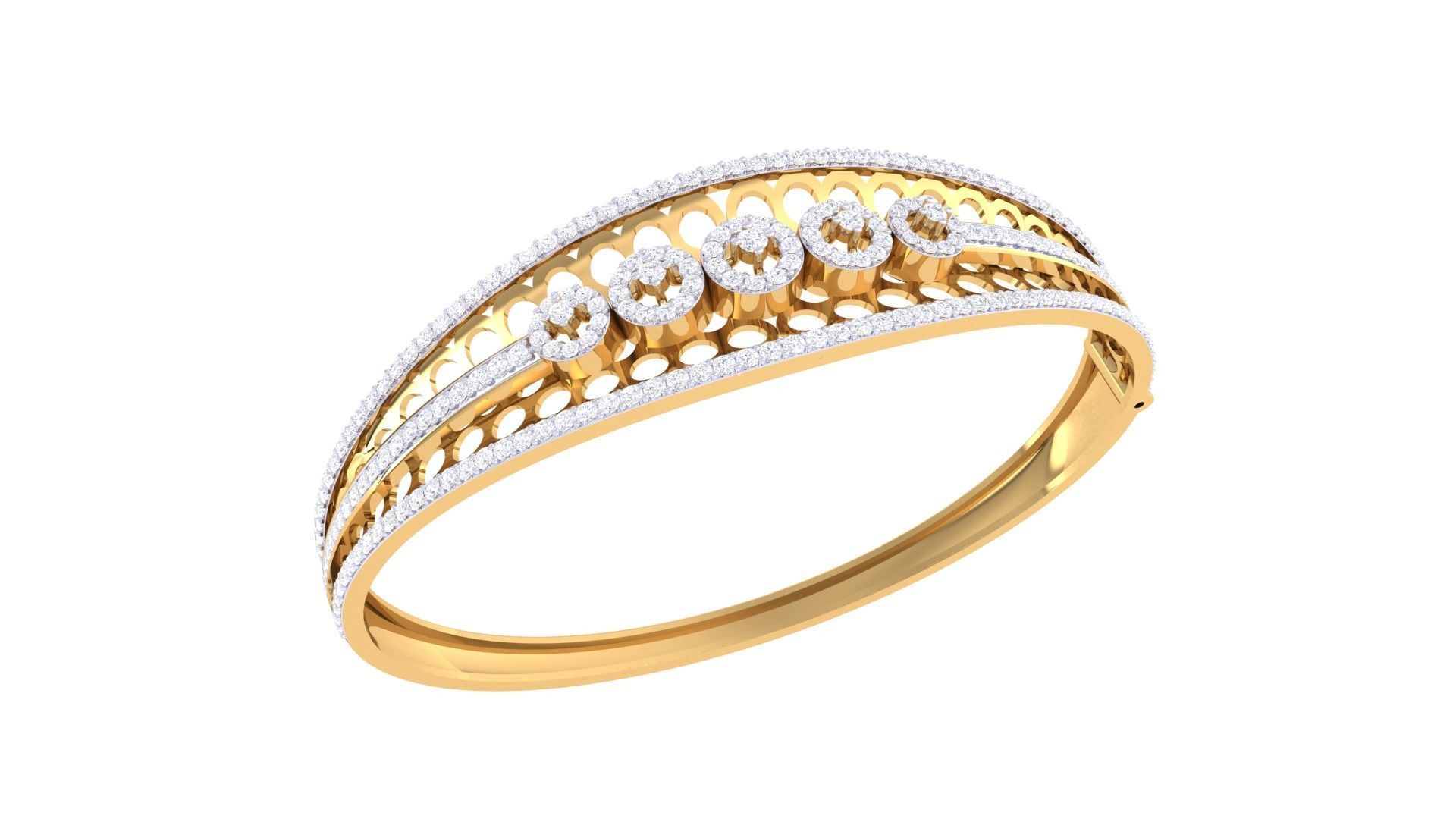 Five Flowers Wire Mesh High Jewelry Italian Diamond Bracelets 3D print model_6