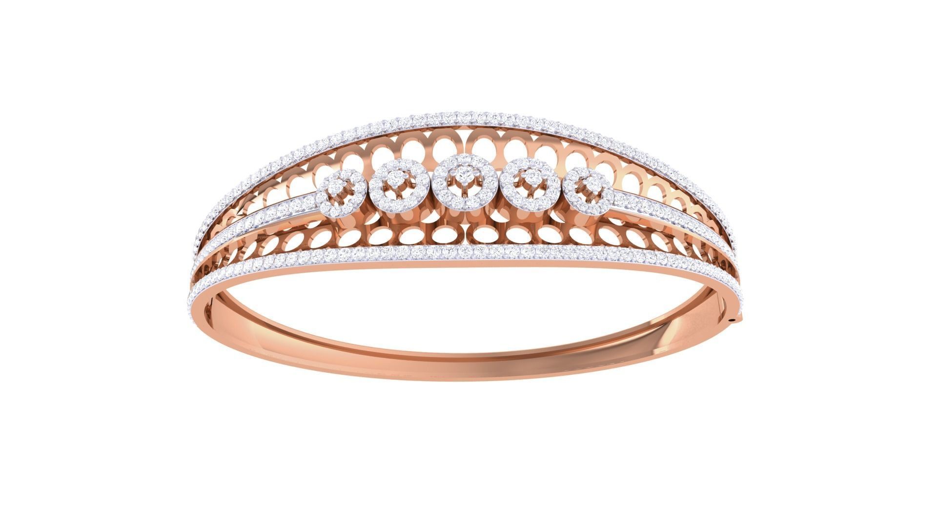 Five Flowers Wire Mesh High Jewelry Italian Diamond Bracelets 3D print model_8