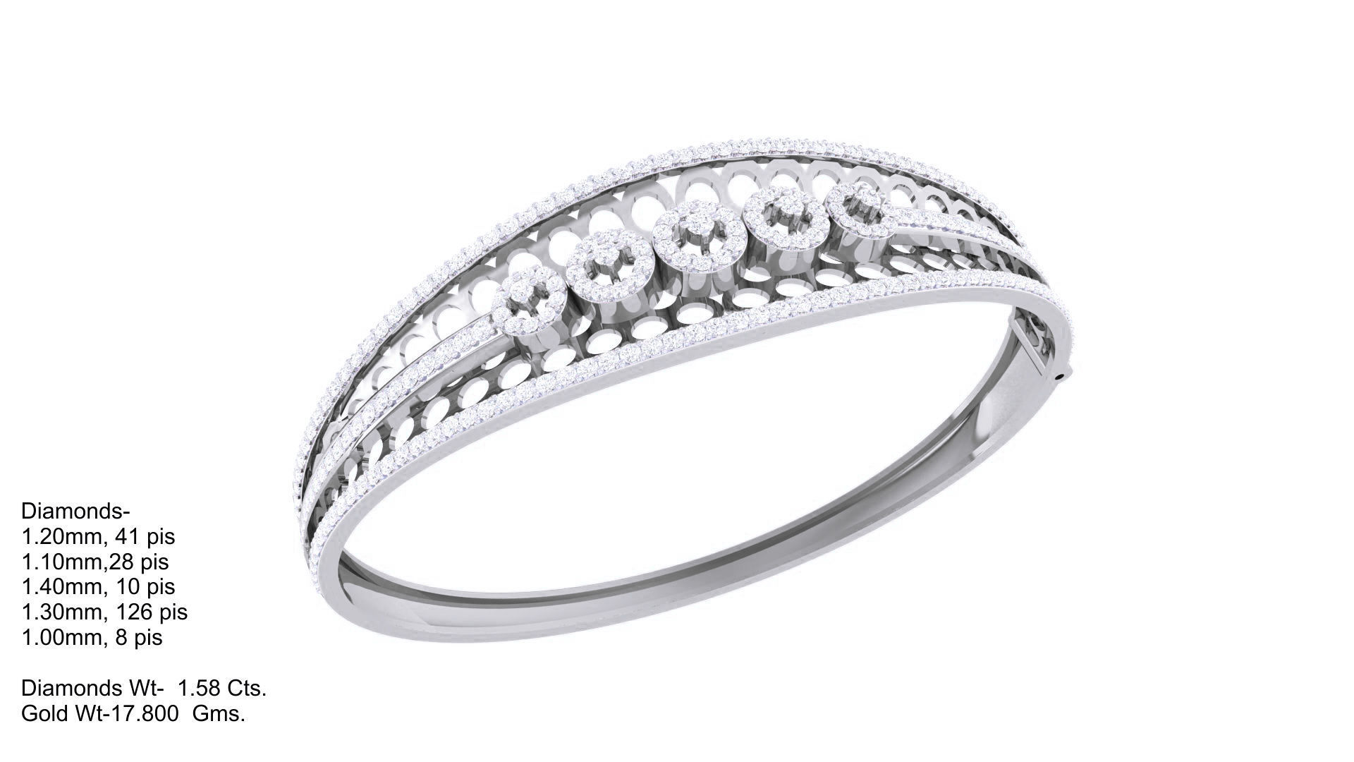 Five Flowers Wire Mesh High Jewelry Italian Diamond Bracelets 3D print model_2