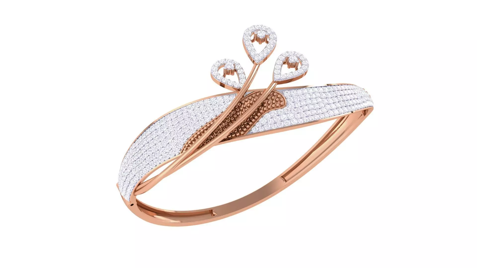 Tri Flower Twisted High Jewelry Italian Diamond Bracelets 3dm 3D print model_0