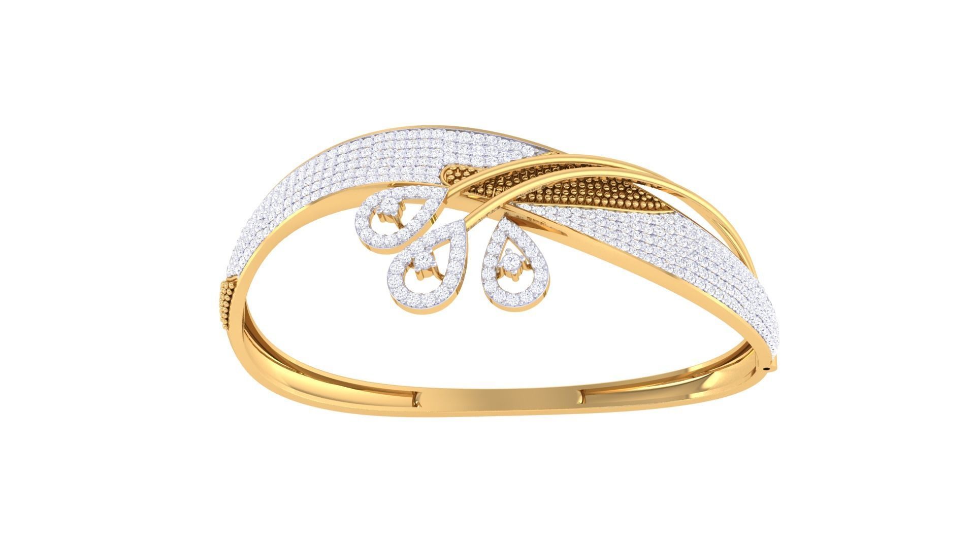 Tri Flower Twisted High Jewelry Italian Diamond Bracelets 3dm 3D print model_8