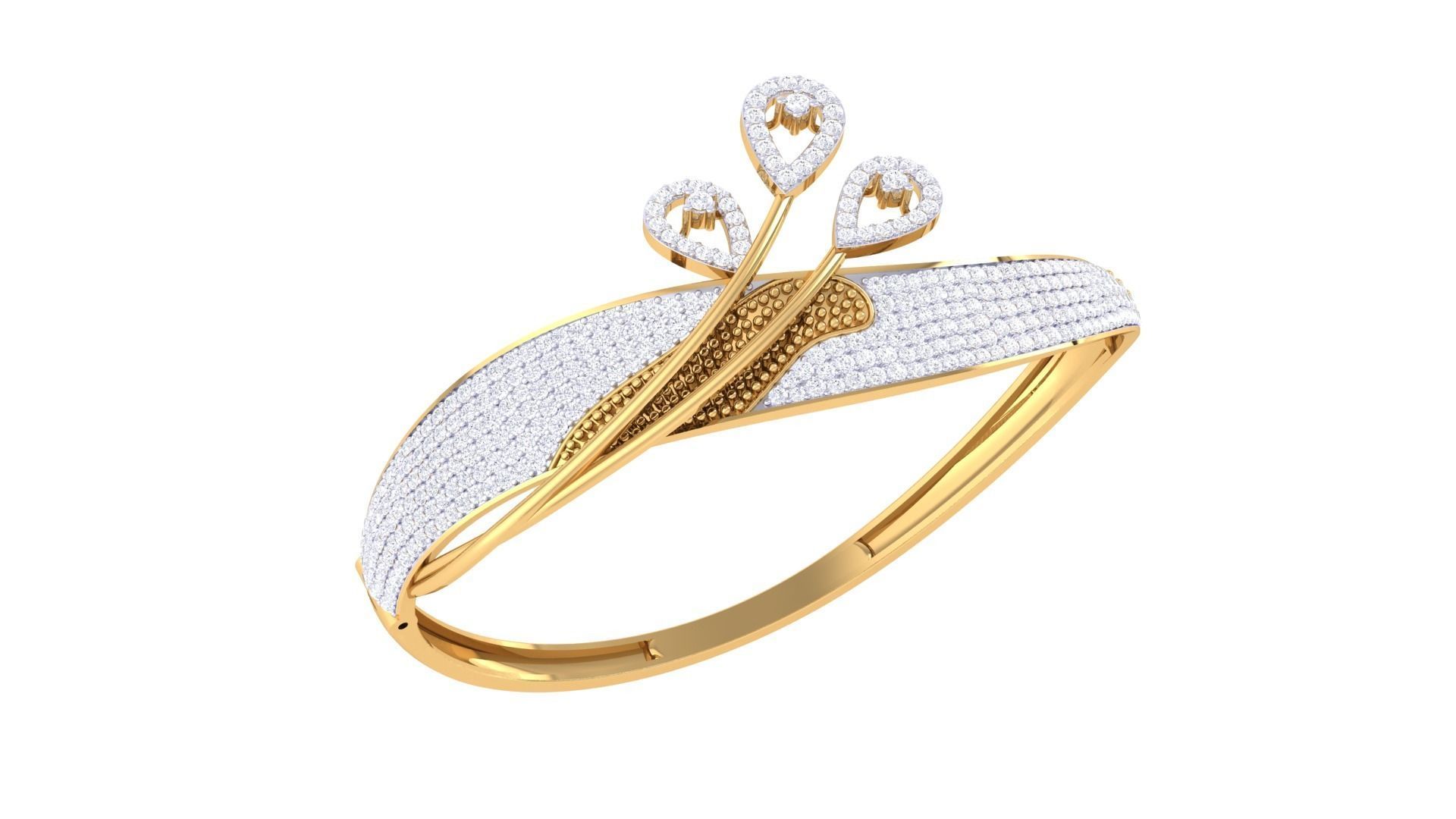 Tri Flower Twisted High Jewelry Italian Diamond Bracelets 3dm 3D print model_5