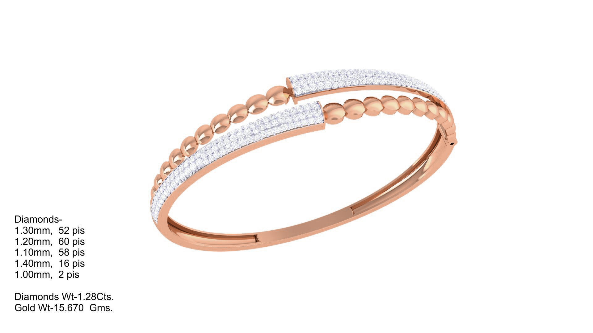 Beads Balls High Jewelry Italian Diamond Bracelets 3dm stl obj 3D print model_4