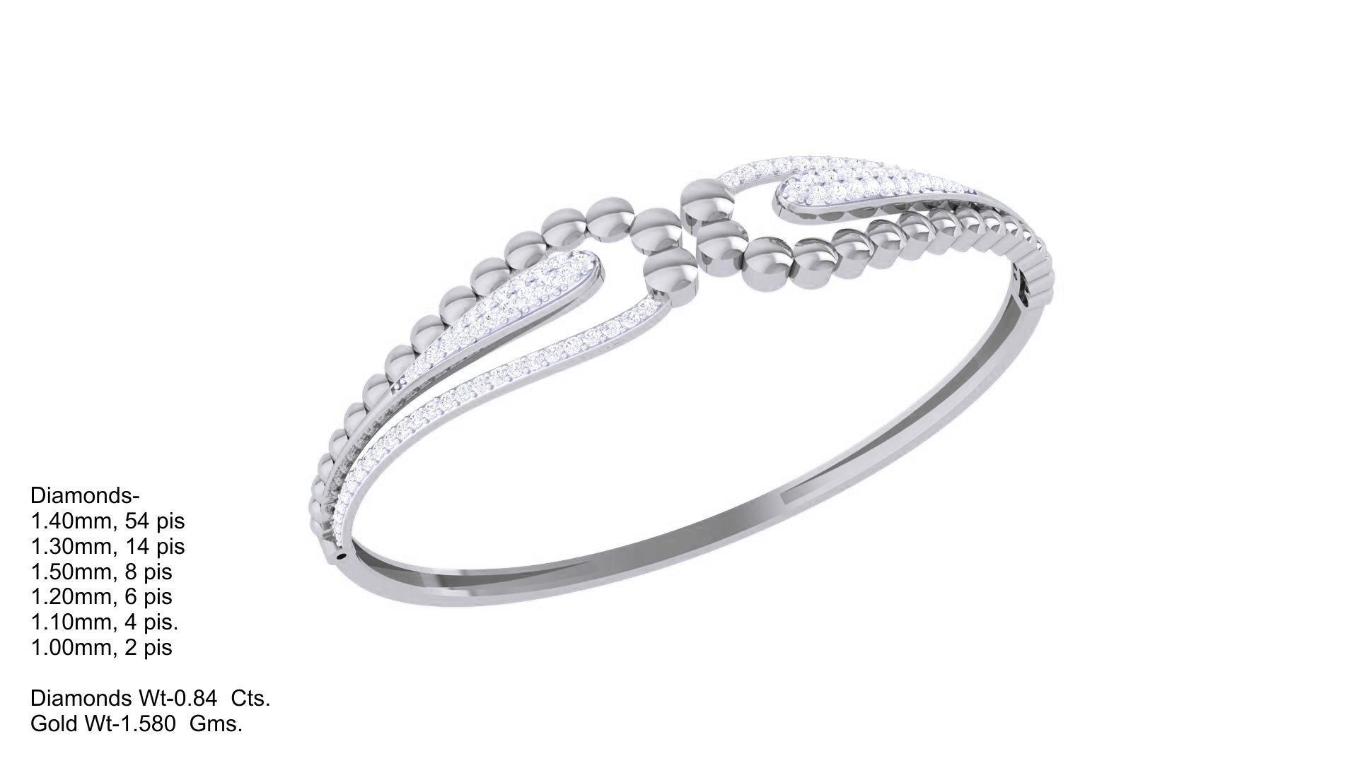 Beads Balls High Jewelry Italian Diamond Bracelets 3dm stl obj 3D print model_3