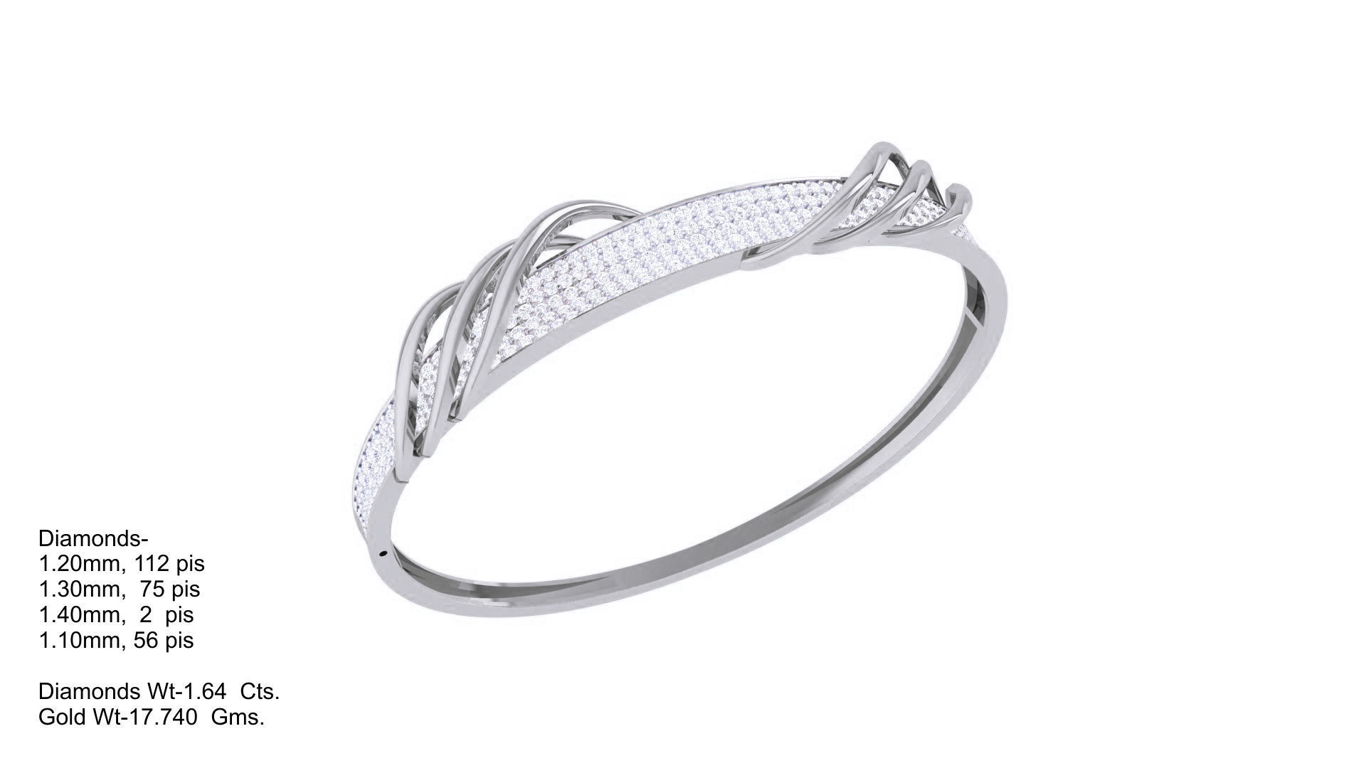 Twisted Wires High Jewelry Italian Diamond Bracelets 3dm stl  3D print model_2