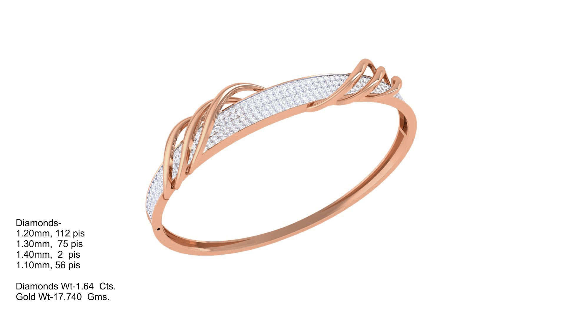 Twisted Wires High Jewelry Italian Diamond Bracelets 3dm stl  3D print model_4