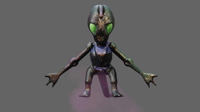 3D model of an alien creature LP Low-poly 3D model