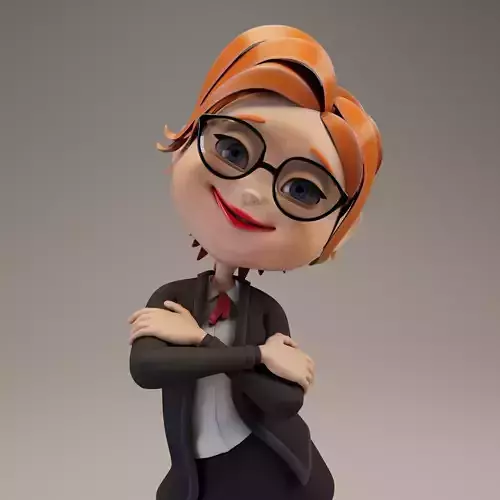 Rigged Cartoon Office Woman