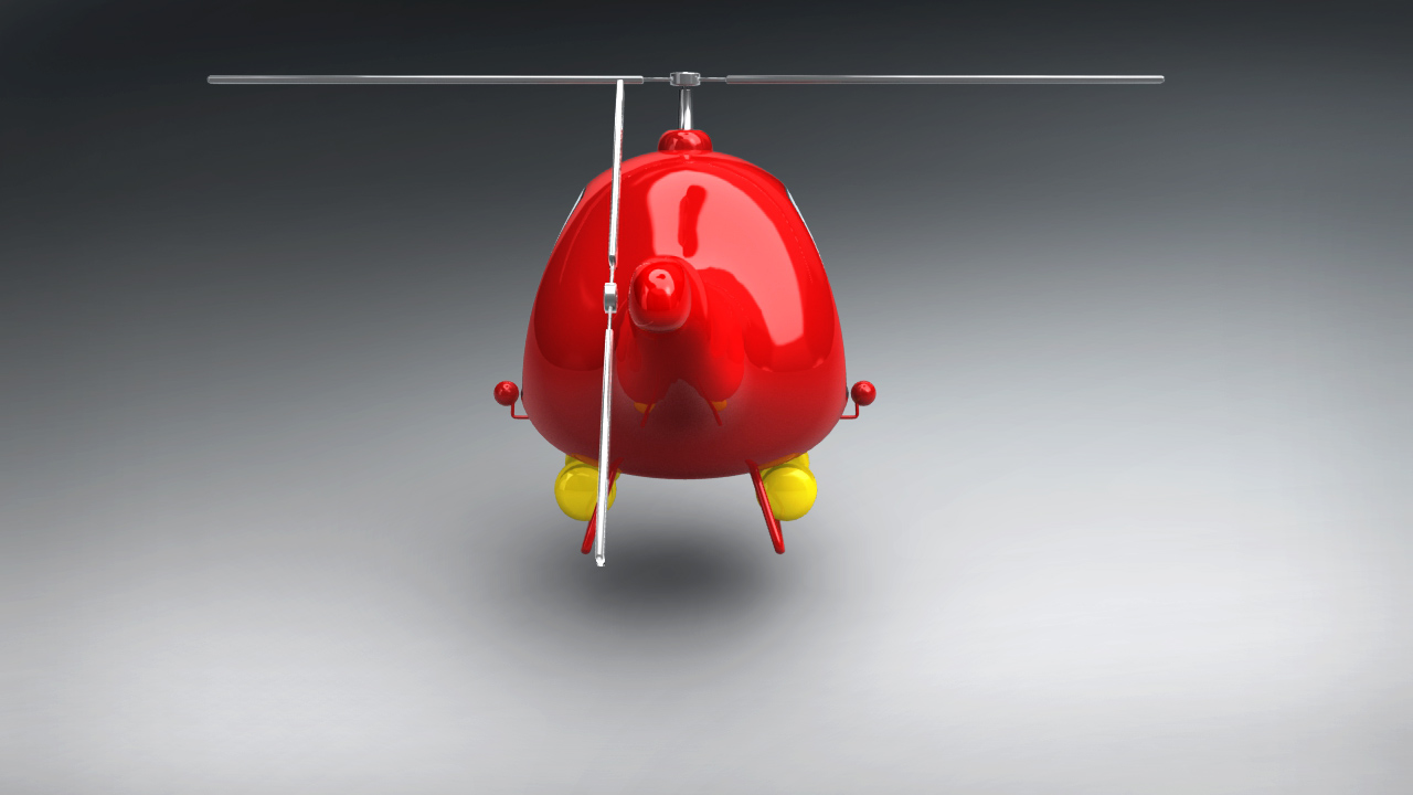 Vintage Red Helicopter 3D Model  3D model_2