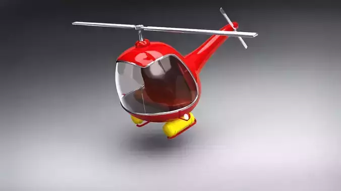 Vintage Red Helicopter 3D Model  3D model