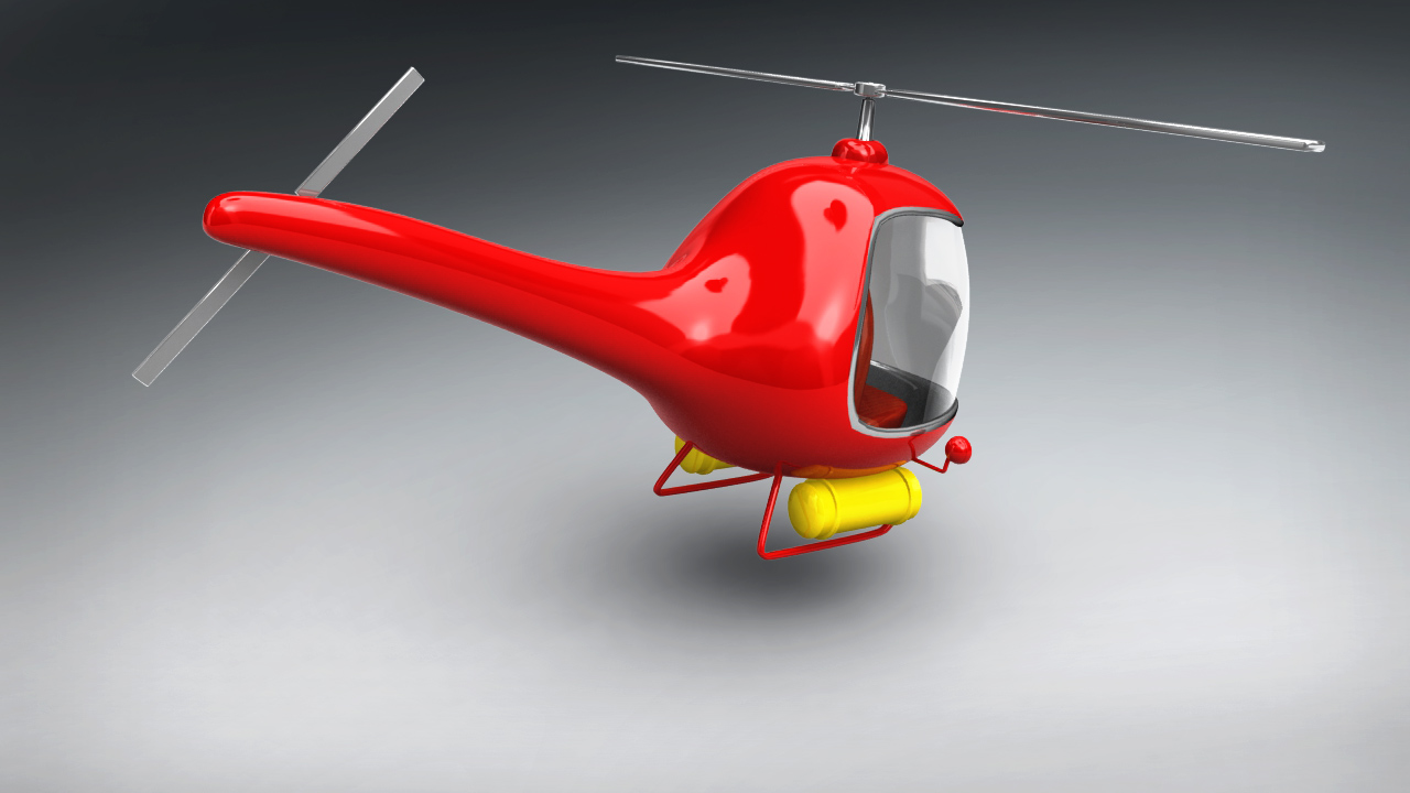 Vintage Red Helicopter 3D Model  3D model_3