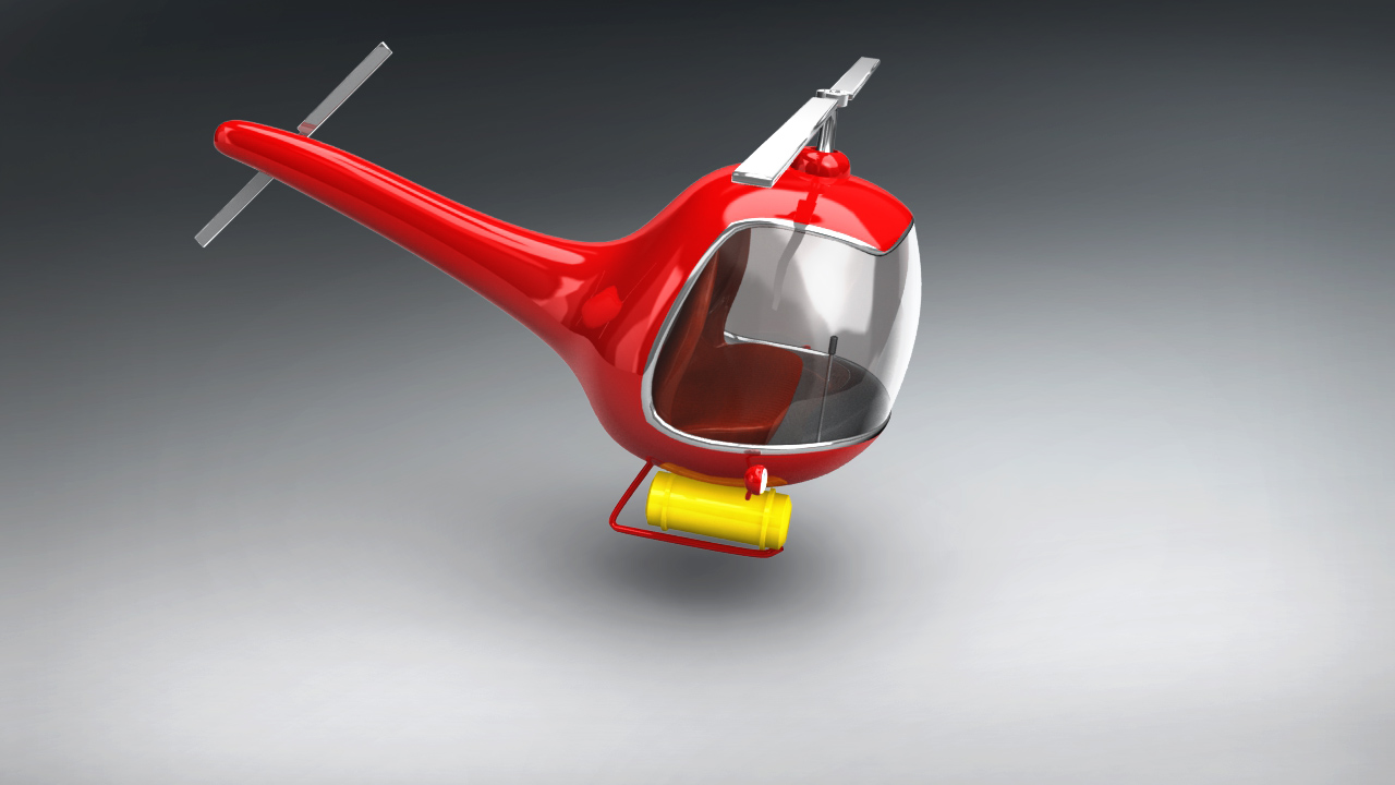 Vintage Red Helicopter 3D Model  3D model_4