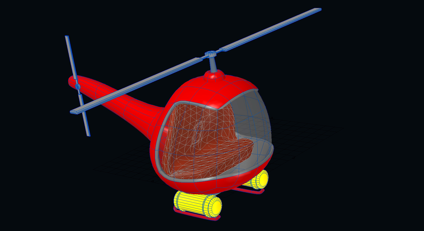Vintage Red Helicopter 3D Model  3D model_8