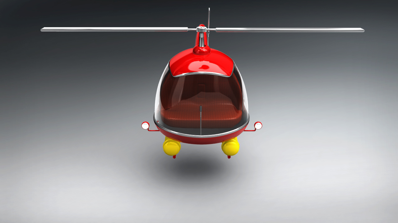 Vintage Red Helicopter 3D Model  3D model_6