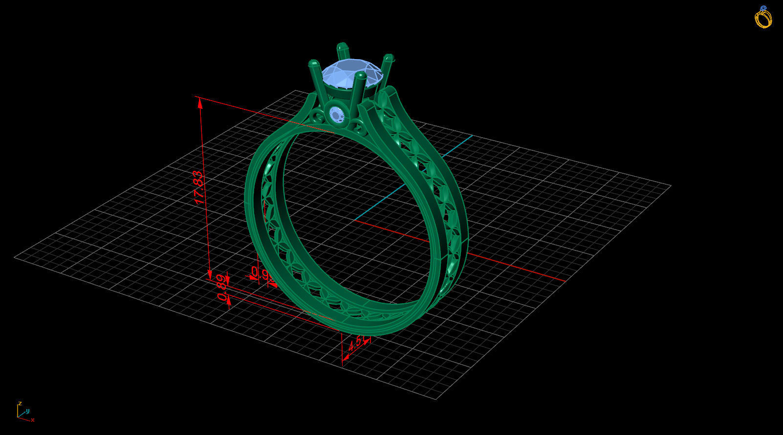 Solitaire ring 3D print model_5