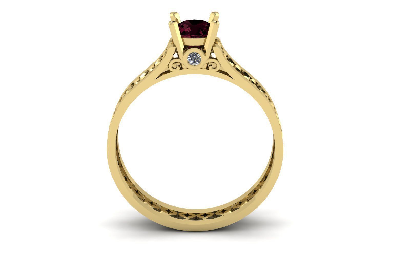 Solitaire ring 3D print model_1
