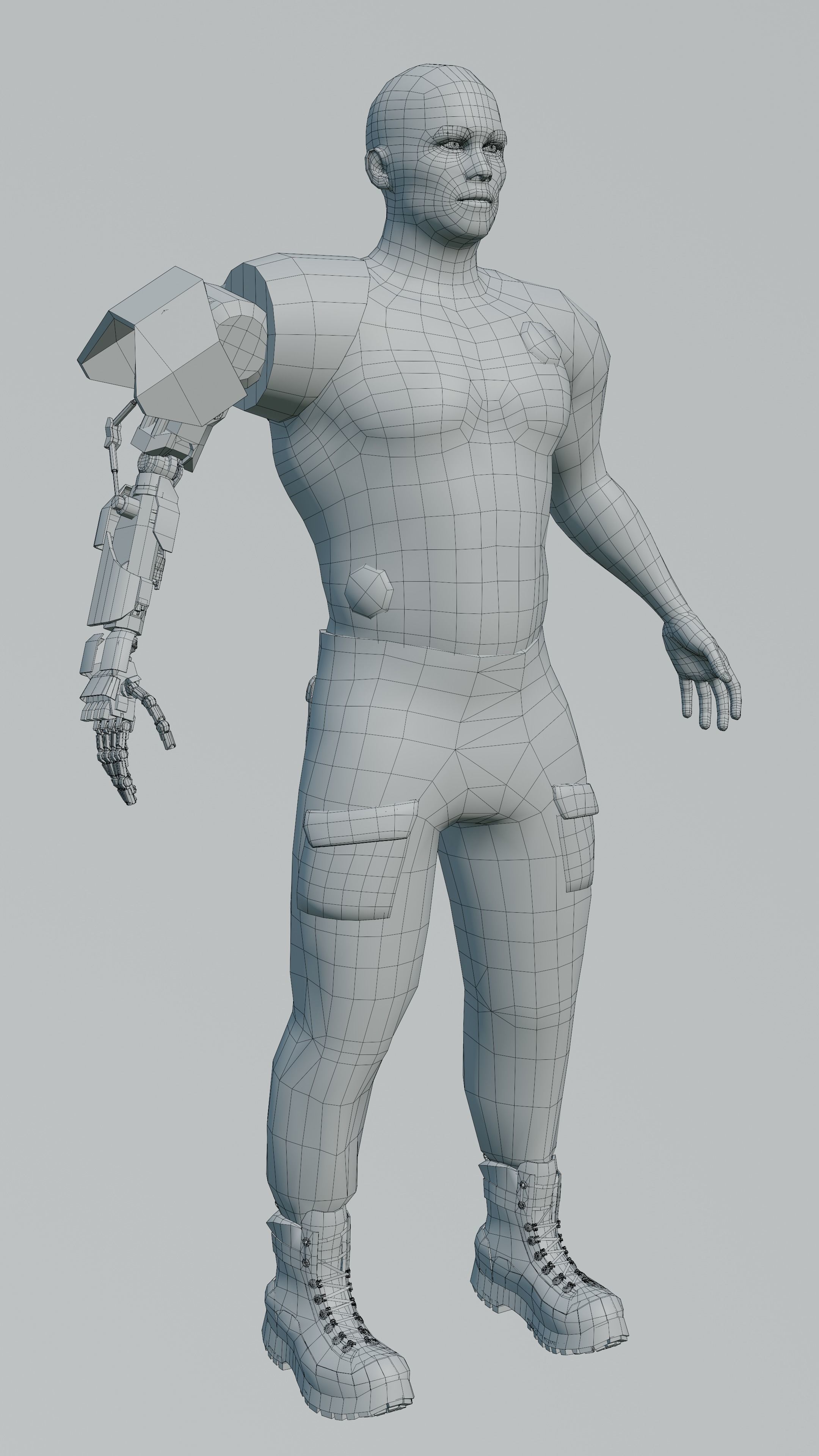 Cyborg character Low-poly 3D model_4