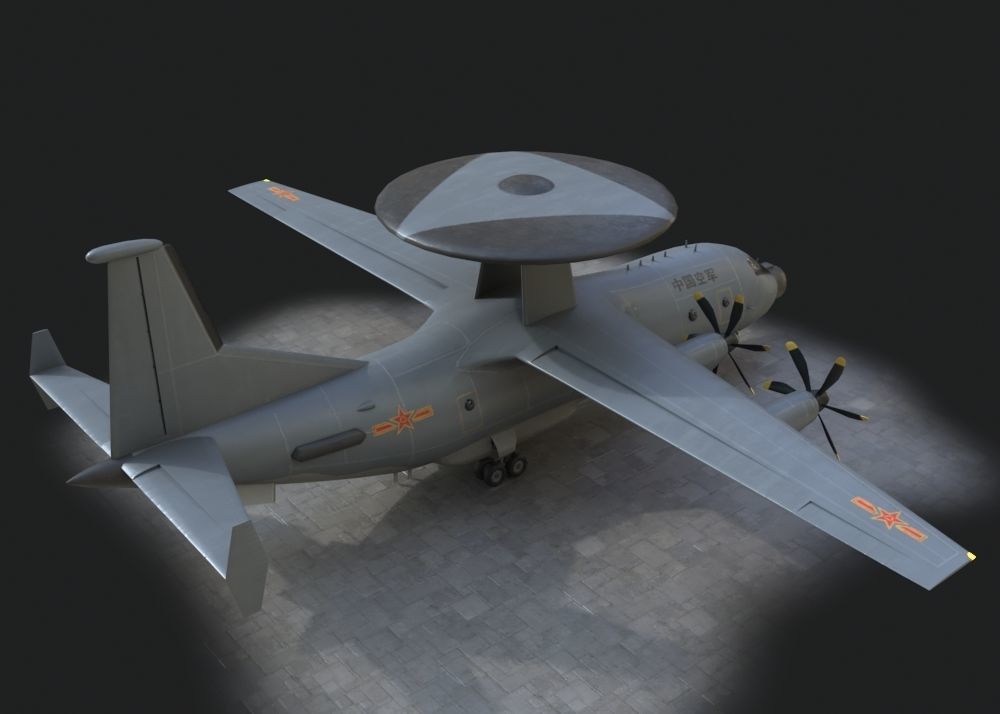 two coatings Chinese KJ500 awacs KJ-500H Yun9 Y9 Low-poly 3D model_6