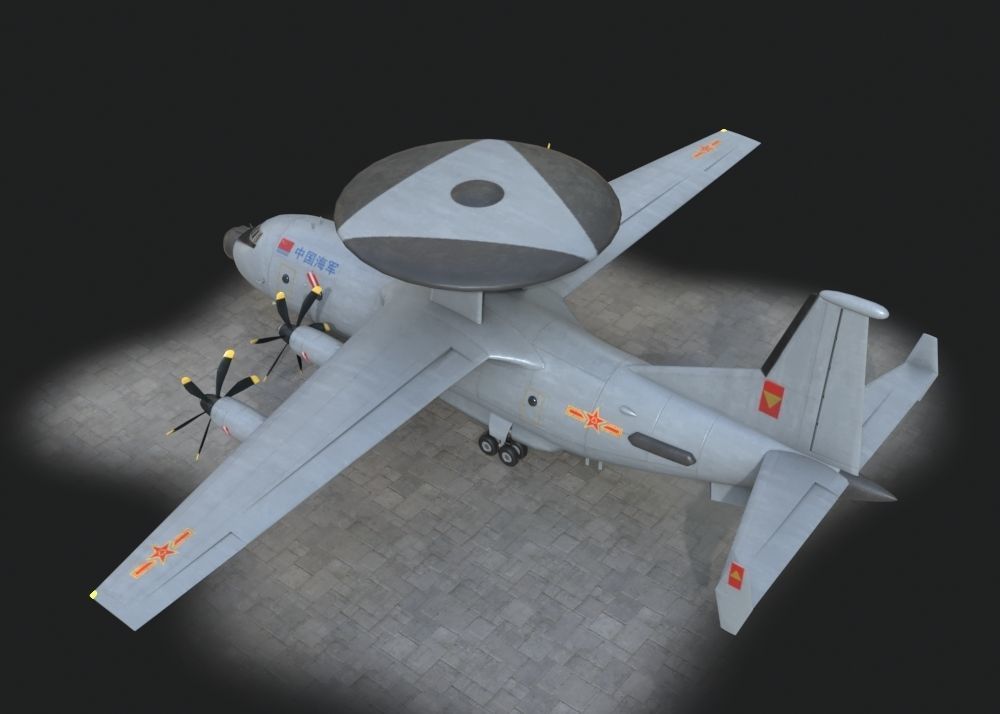 two coatings Chinese KJ500 awacs KJ-500H Yun9 Y9 Low-poly 3D model_5