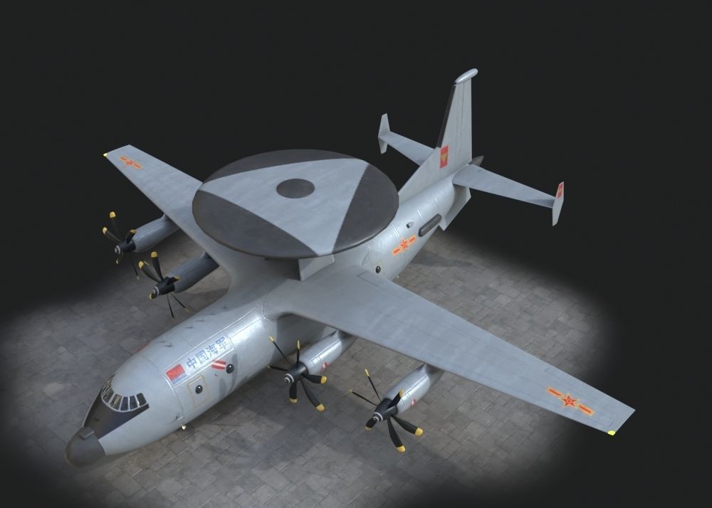 two coatings Chinese KJ500 awacs KJ-500H Yun9 Y9 Low-poly 3D model_3